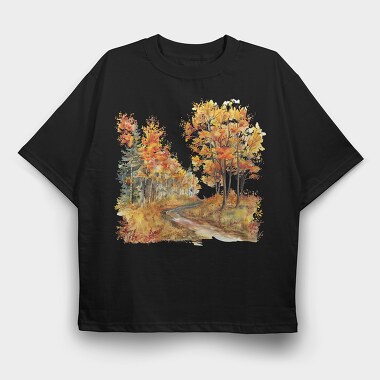 Autumn Forest Stream, Tricou Oversize Barbati (Unisex)