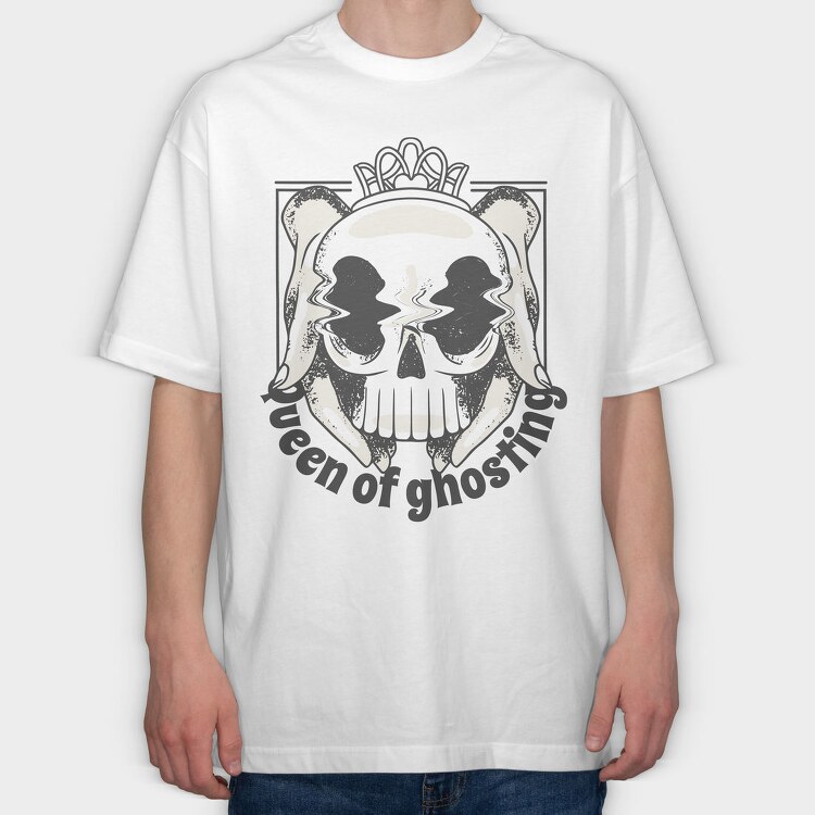 Hands With Skull Queen Of Ghosting Anti Valentines, Tricou Oversize Barbati (Unisex)