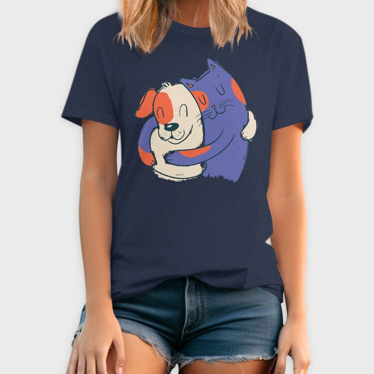 Blue Cat and Dog Hugging, Tricou Barbati (Unisex)