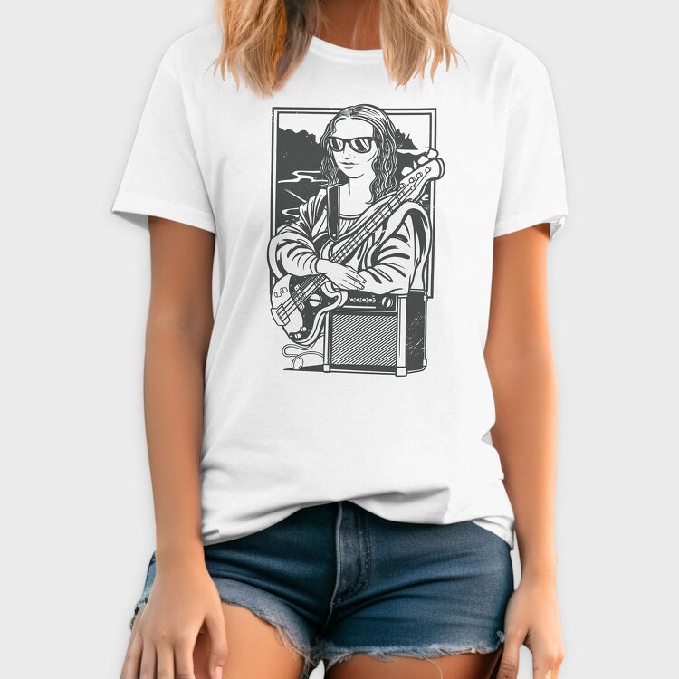 Mona Lisa Electric Guitar Rock, Tricou Barbati (Unisex)