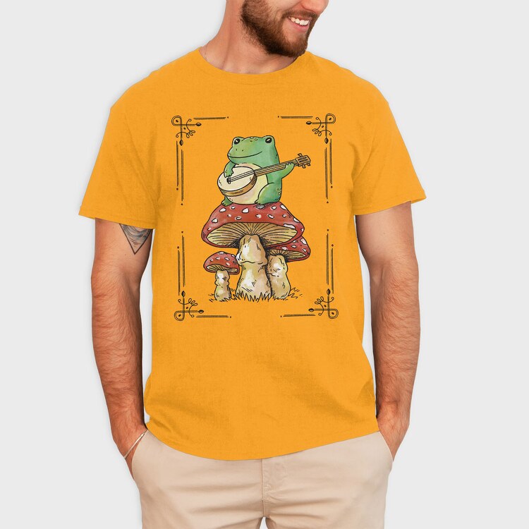 Banjo Frog on a Mushroom, Tricou Barbati (Unisex)
