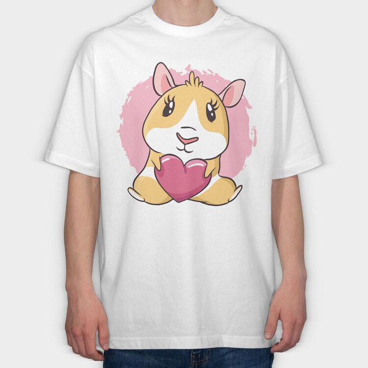 Heart Guinea Pig With, Tricou Oversize Barbati (Unisex)