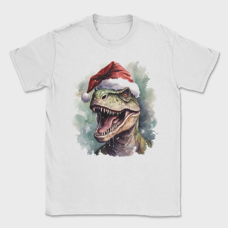 T Rex Wearing A Santa Hat Dinosaur Xmas, Tricou Barbati (Unisex)