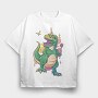 T Rex With Magic Wand Dino Fairy, Tricou Oversize Barbati (Unisex)