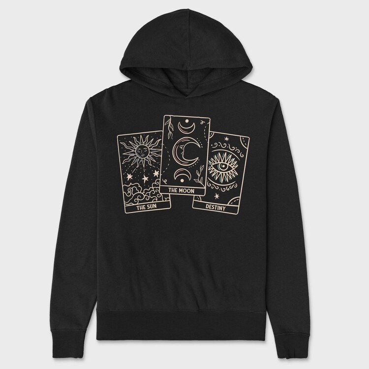 Tarot Cards Spiritual Sun Moon Destiny, Hanorac Oversize Barbati (Unisex)