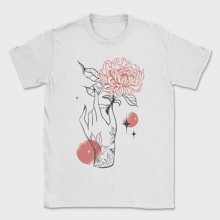 Tattoo Hand And Flower Chrysanthemum, Tricou Barbati (Unisex)