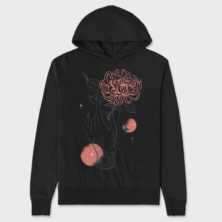 Tattoo Hand And Flower Chrysanthemum, Hanorac Oversize Barbati (Unisex)
