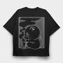 Tea Cat Chalk, Tricou Oversize Barbati (Unisex)