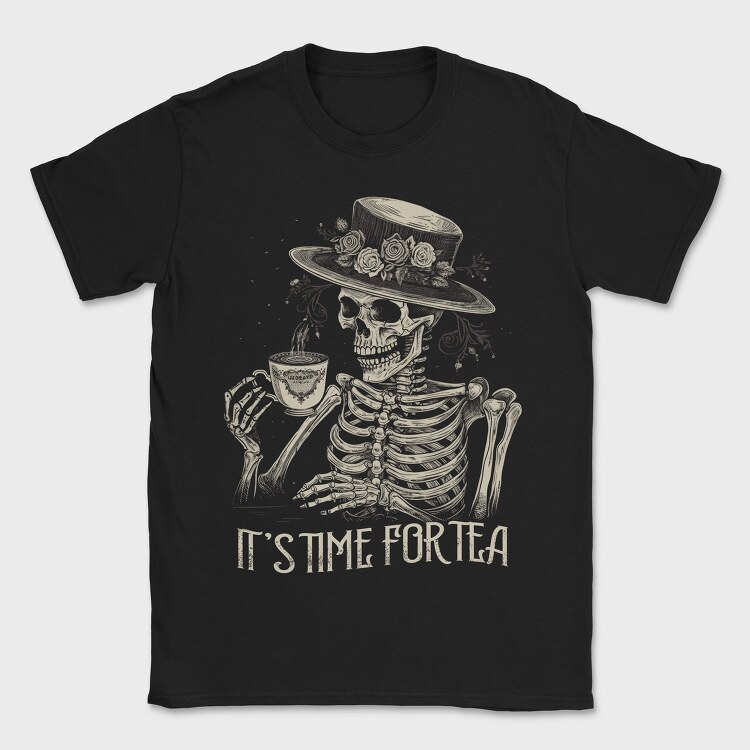 Tea Time Skeleton Grunge, Tricou Barbati (Unisex)