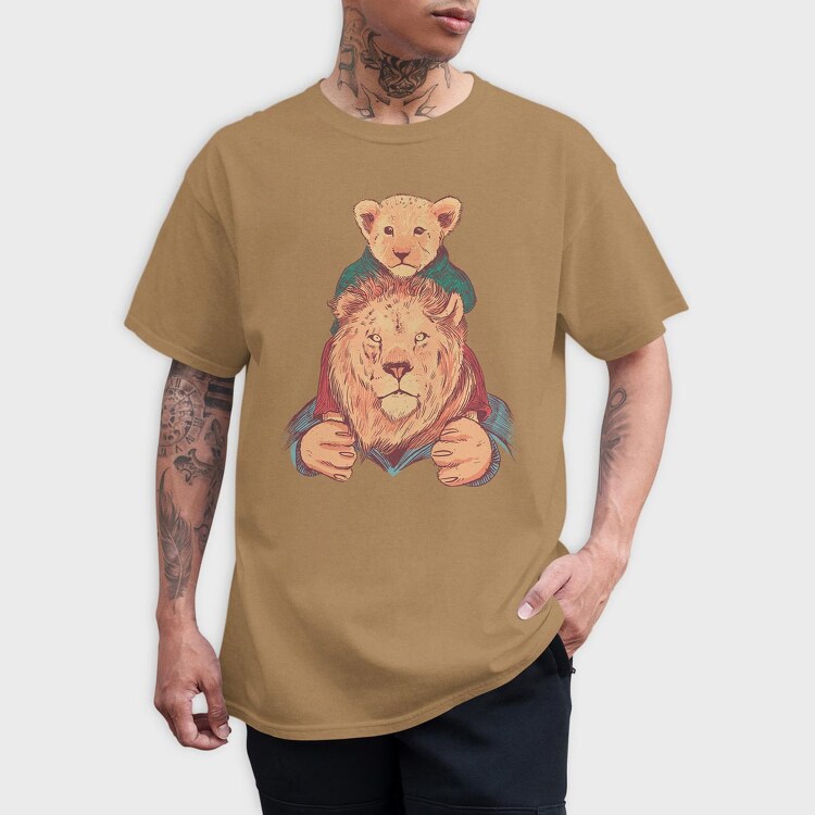 Father And Son Lion, Tricou Barbati (Unisex)
