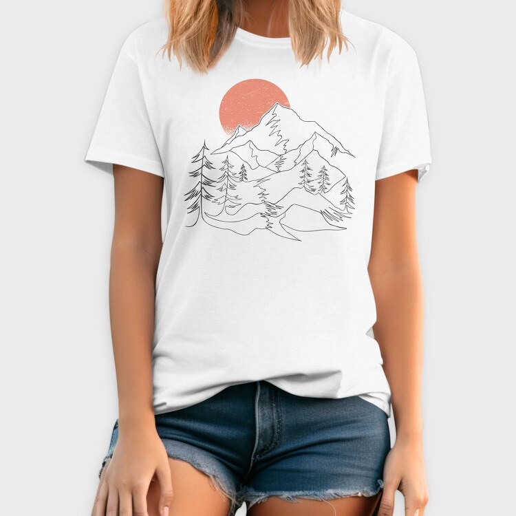 Lineart Landscape, Tricou Barbati (Unisex)