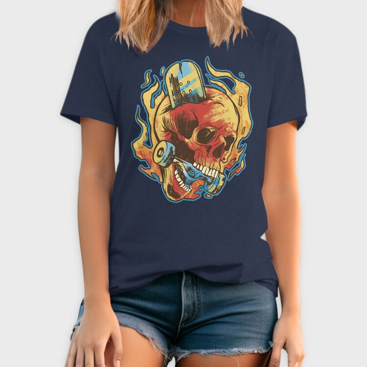 Skull Skater in Fire, Tricou Barbati (Unisex)