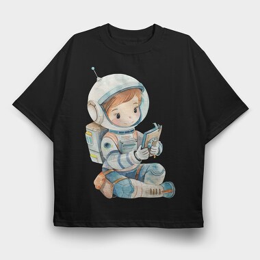 Astronaut Reading Book, Tricou Oversize Barbati (Unisex)
