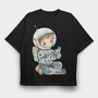 Astronaut Reading Book, Tricou Oversize Barbati (Unisex)