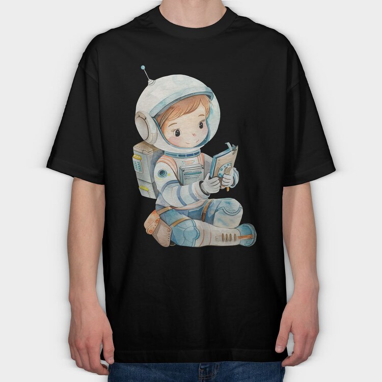 Astronaut Reading Book, Tricou Oversize Barbati (Unisex)