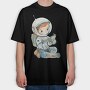 Astronaut Reading Book, Tricou Oversize Barbati (Unisex)