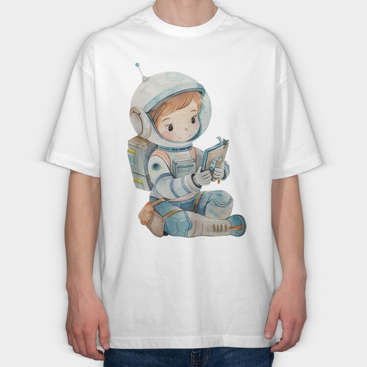 Astronaut Reading Book, Tricou Oversize Barbati (Unisex)