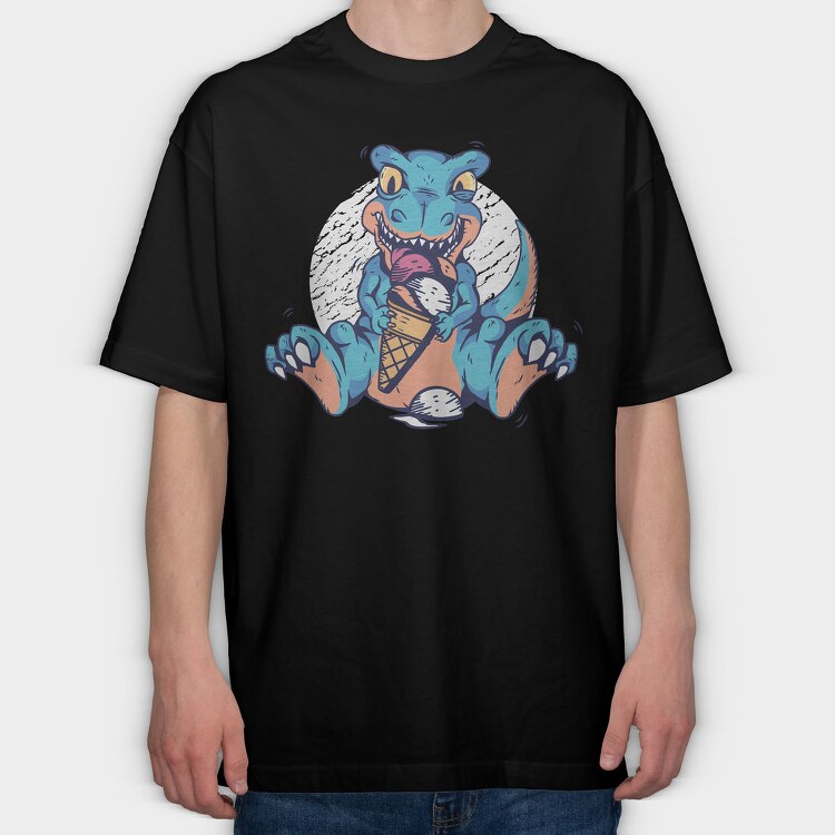 T Rex Ice Cream, Tricou Oversize Barbati (Unisex)