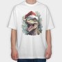 T Rex Wearing A Santa Hat Dinosaur Xmas, Tricou Oversize Barbati (Unisex)