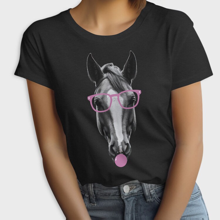 Horse Bubblegum Monochrome, Tricou Femei