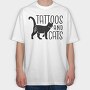 Tattoos And Cats, Tricou Oversize Barbati (Unisex)