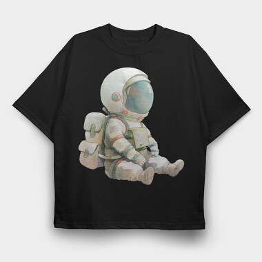 Astronaut Sitting Space, Tricou Oversize Barbati (Unisex)