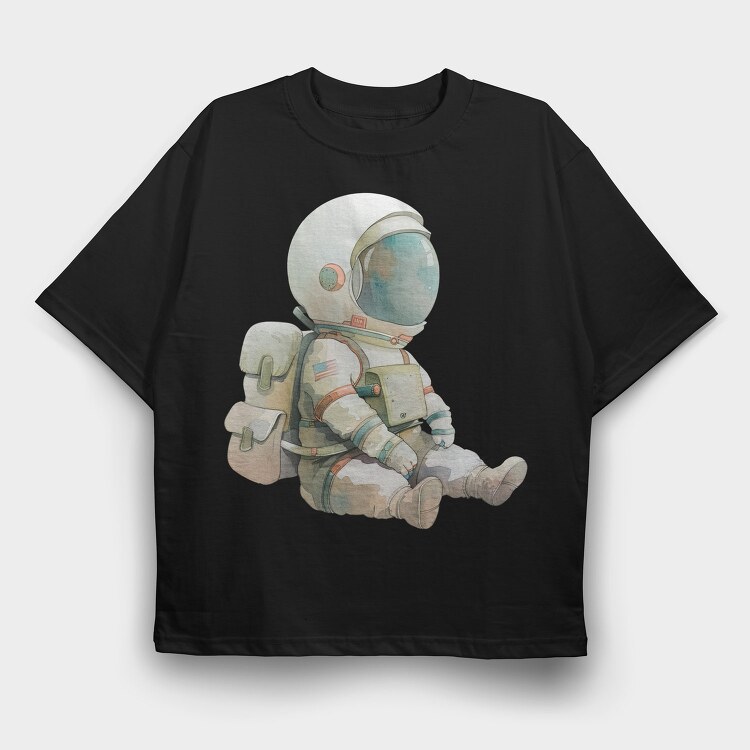 Astronaut Sitting Space, Tricou Oversize Barbati (Unisex)