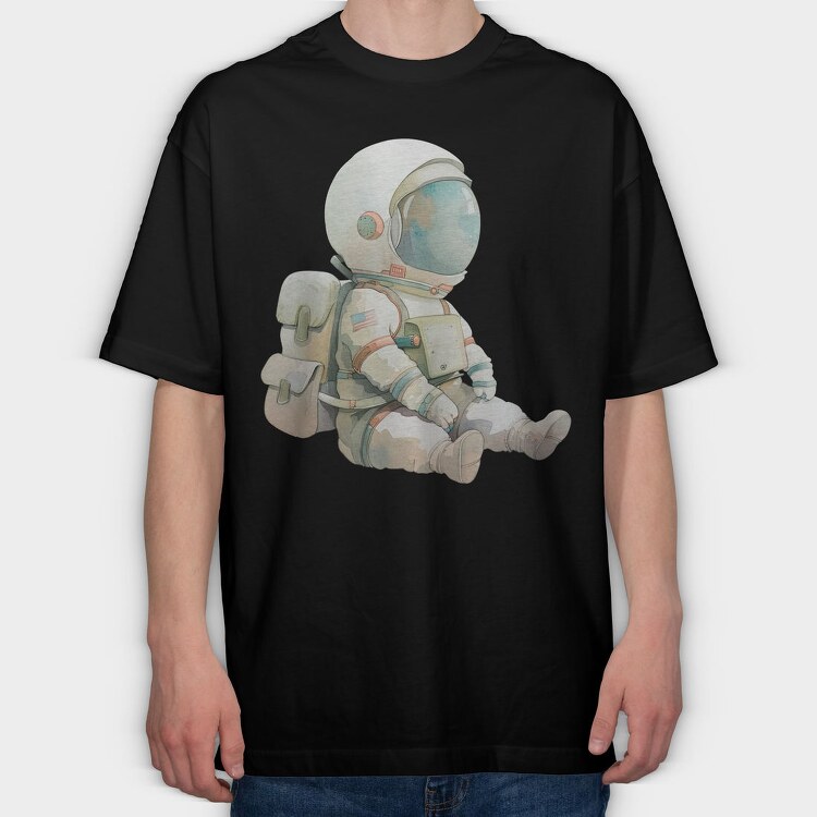 Astronaut Sitting Space, Tricou Oversize Barbati (Unisex)