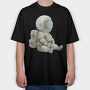 Astronaut Sitting Space, Tricou Oversize Barbati (Unisex)