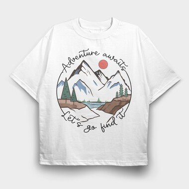 Adventure Awaits Lets Go Find It, Tricou Oversize Barbati (Unisex)