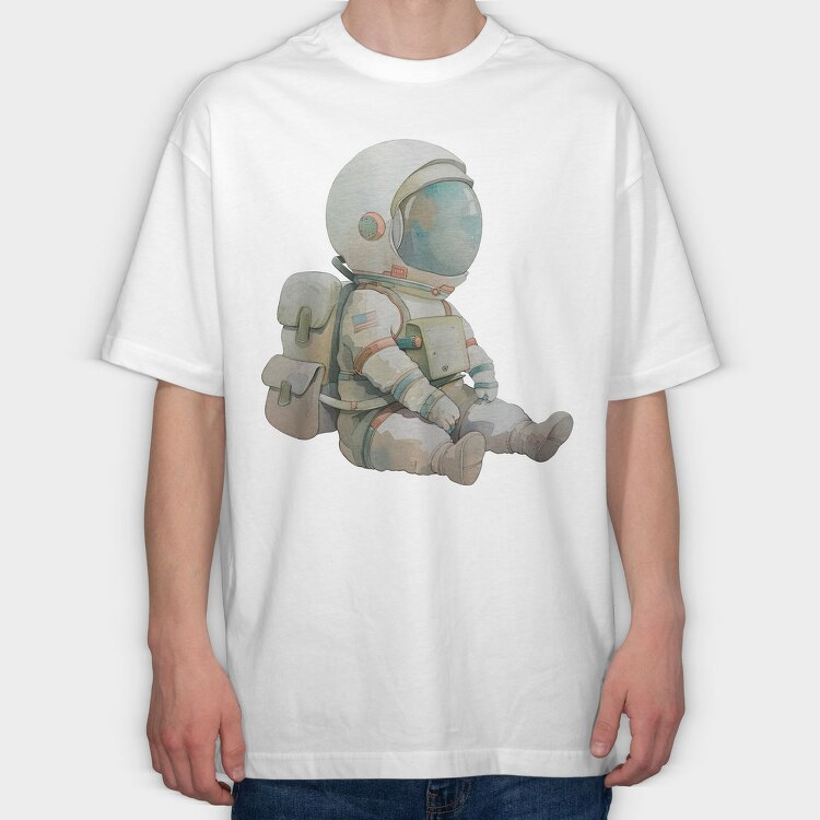 Astronaut Sitting Space, Tricou Oversize Barbati (Unisex)