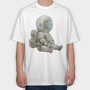 Astronaut Sitting Space, Tricou Oversize Barbati (Unisex)