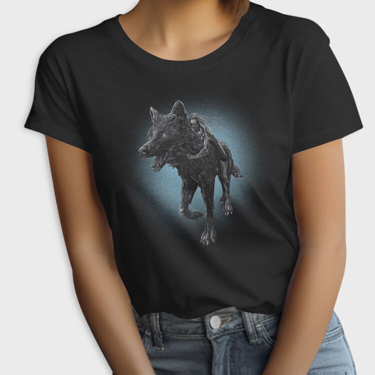 Girl Riding Wolf, Tricou Femei