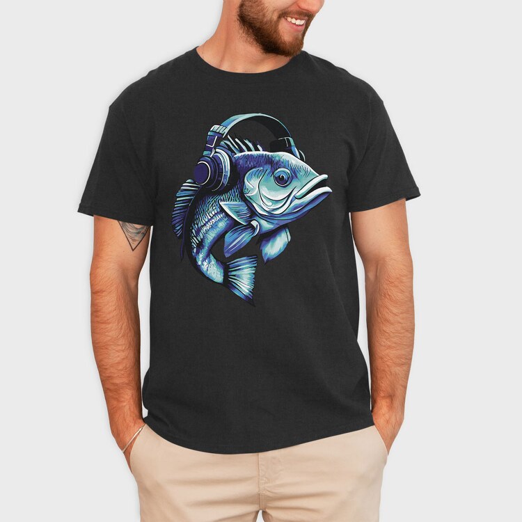 Bass Fish Headphones, Tricou Barbati (Unisex)