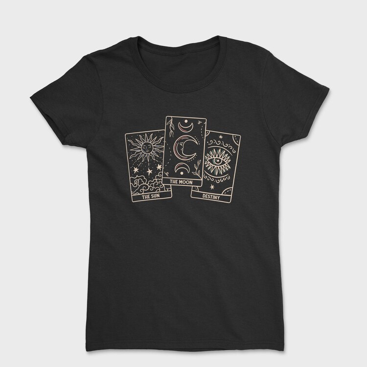 Tarot Cards Spiritual Sun Moon Destiny, Tricou Femei