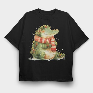 Alligator Christmas Wreath, Tricou Oversize Barbati (Unisex)