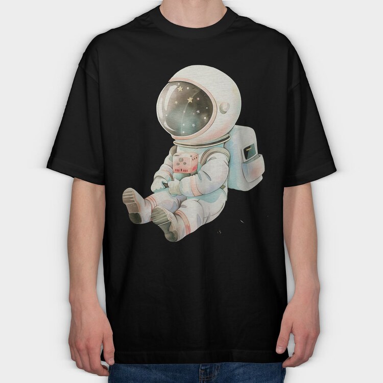 Astronaut Sleeping With Cube, Tricou Oversize Barbati (Unisex)
