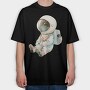 Astronaut Sleeping With Cube, Tricou Oversize Barbati (Unisex)