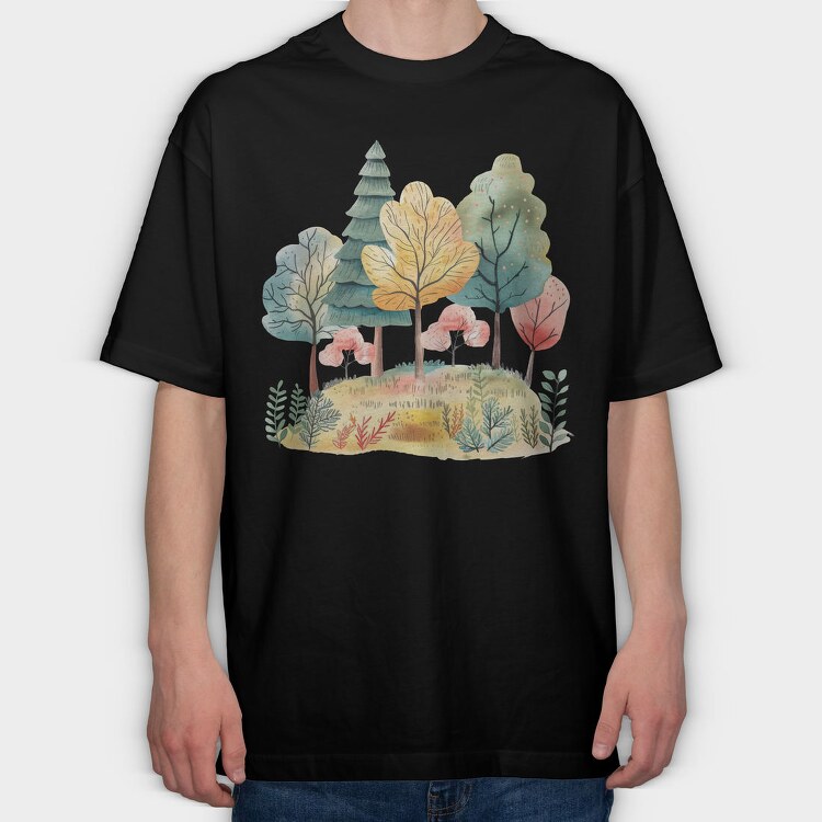 Autumn Fantasy Trees, Tricou Oversize Barbati (Unisex)