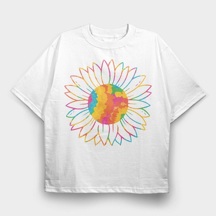 Tie Dye Sunflower, Tricou Oversize Barbati (Unisex)
