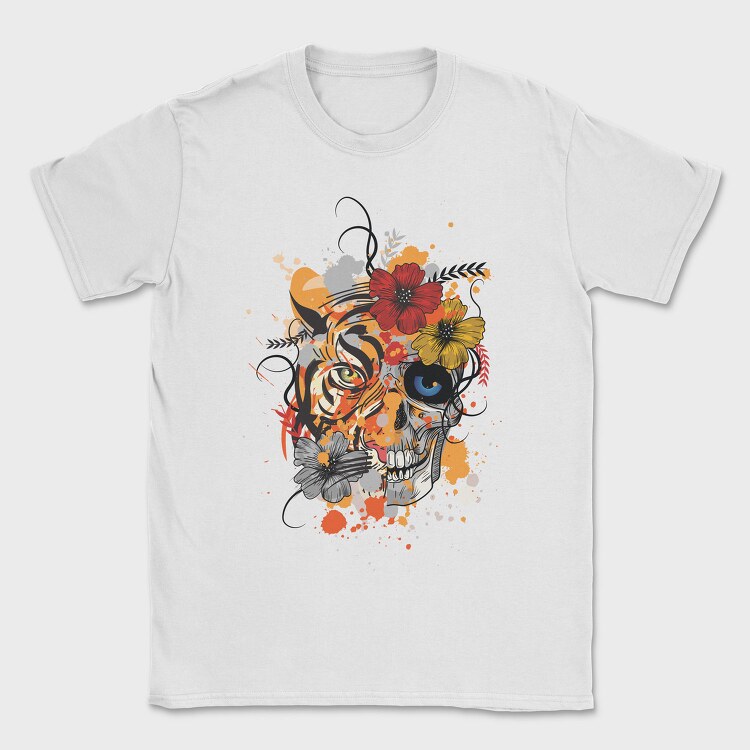 Tiger And Skull Abstract 001, Tricou Barbati (Unisex)