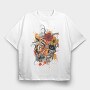 Tiger And Skull Abstract 001, Tricou Oversize Barbati (Unisex)