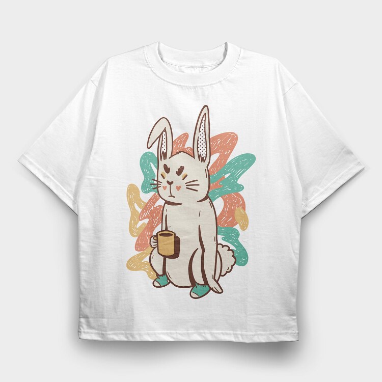 Tired Rabbit Bad Mood Bunny, Tricou Oversize Barbati (Unisex)