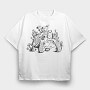 Tortoise With Mushrooms Turtle, Tricou Oversize Barbati (Unisex)