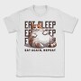 Lazy Cat Quote Eat Sleep Repeat, Tricou Barbati (Unisex)