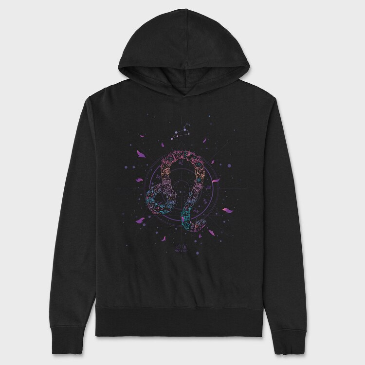 Leo Floral Zodiac Sign 05, Hanorac Oversize Barbati (Unisex)