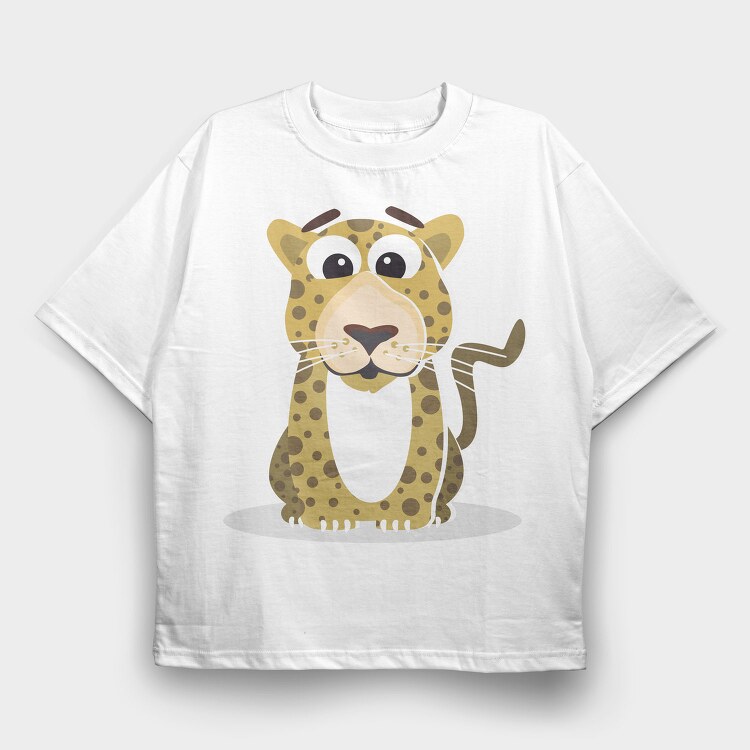 Leopard Cartoon Vibes, Tricou Oversize Barbati (Unisex)