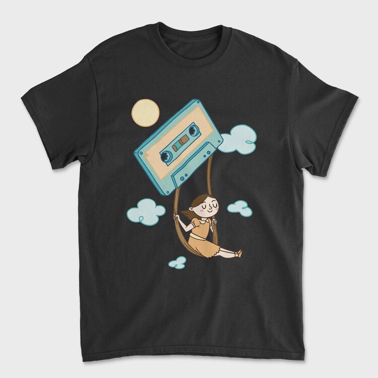 Girl Swinging on a Cassette Tape, Tricou Barbati (Unisex)