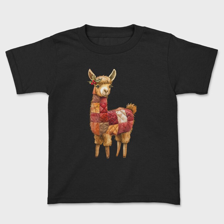 Alpaca Christmas Patchwork, Tricou Copii