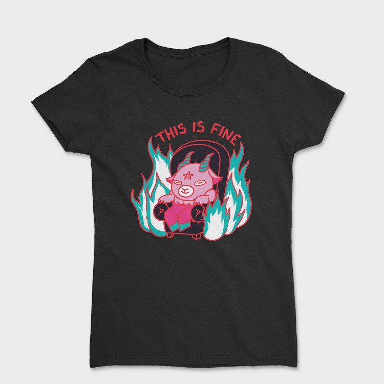 This Is Fine Baphomet Meme, Tricou Femei